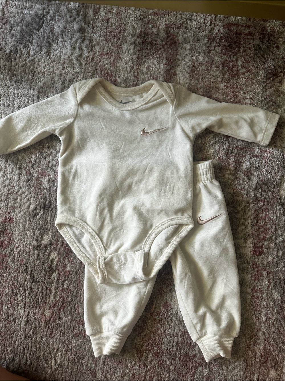Nike Cream/Off-White Baby One-Piece Bodysuit with Jogger Pants